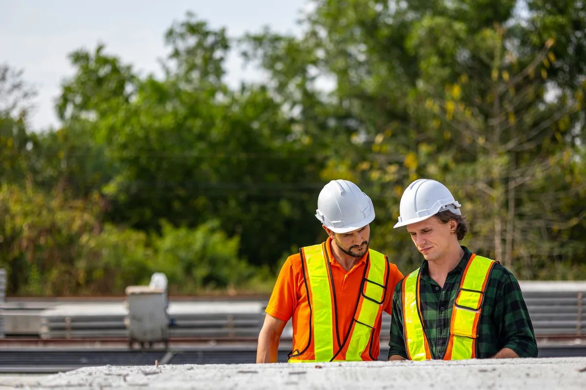 Rebar and base preparation before a concrete slab
